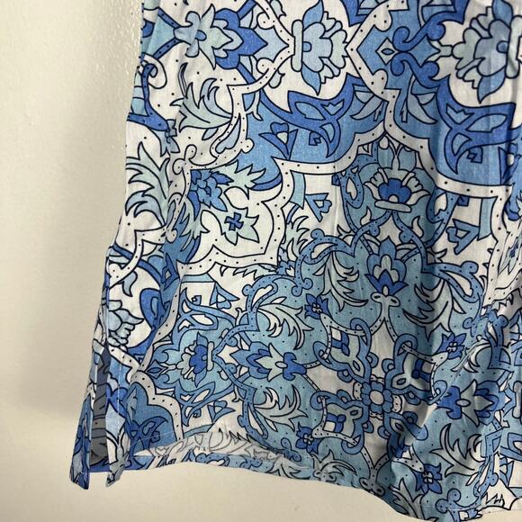 Cartolina Nantucket Maria Top Portugal Tile Blue White Flutter Sleeve Sz L NWT - Picture 8 of 9